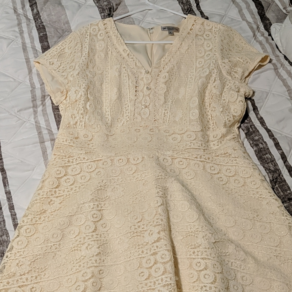 Buttercream lace A line dress